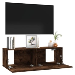 vidaXL Mobile TV a Parete Rovere Fumo 100x30x30cm Legno Ingegnerizzato