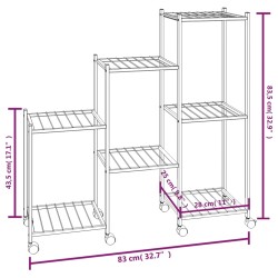 Portafiori con Ruote 83x25x83,5 cm Ferro Nero