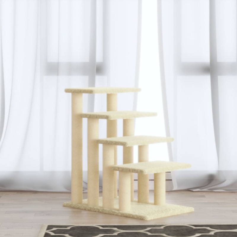 Albero per Gatti con Tiragraffi in Sisal Crema 63 cm