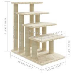 Albero per Gatti con Tiragraffi in Sisal Crema 63 cm