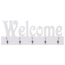 vidaXL Appendiabiti a Muro WELCOME Bianco 74x29,5 cm