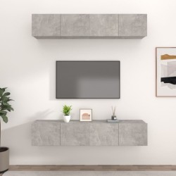 vidaXL Mobili TV 4 pz Grigio Cemento 80x30x30 cm in Legno ingegnerizzato