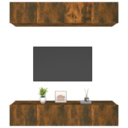 vidaXL Mobili TV 4 pz Rovere Fumo 80x30x30 cm in Legno ingegnerizzato