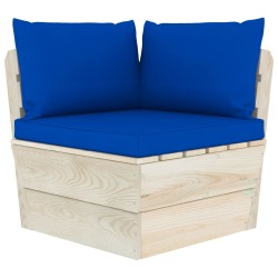 vidaXL Divano Angolare da Giardino su Pallet e Cuscini Legno di Abete