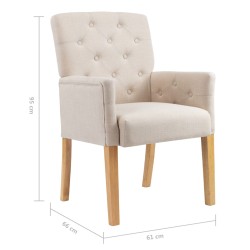 vidaXL Sedie da Pranzo con Braccioli 4 pz Beige in Tessuto