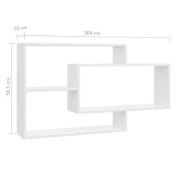 vidaXL Mensole a Muro Bianco Lucido 104x20x58,5 cm in Truciolato