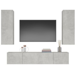 vidaXL Set di Mobili Porta TV 4 pz Grigio Cemento in Legno ingegnerizzato