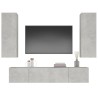 vidaXL Set di Mobili Porta TV 4 pz Grigio Cemento in Legno ingegnerizzato