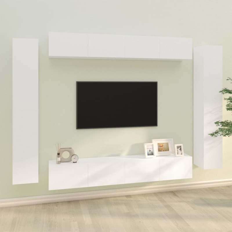 vidaXL Set Mobili Porta TV 8pz Bianco in Legno ingegnerizzato