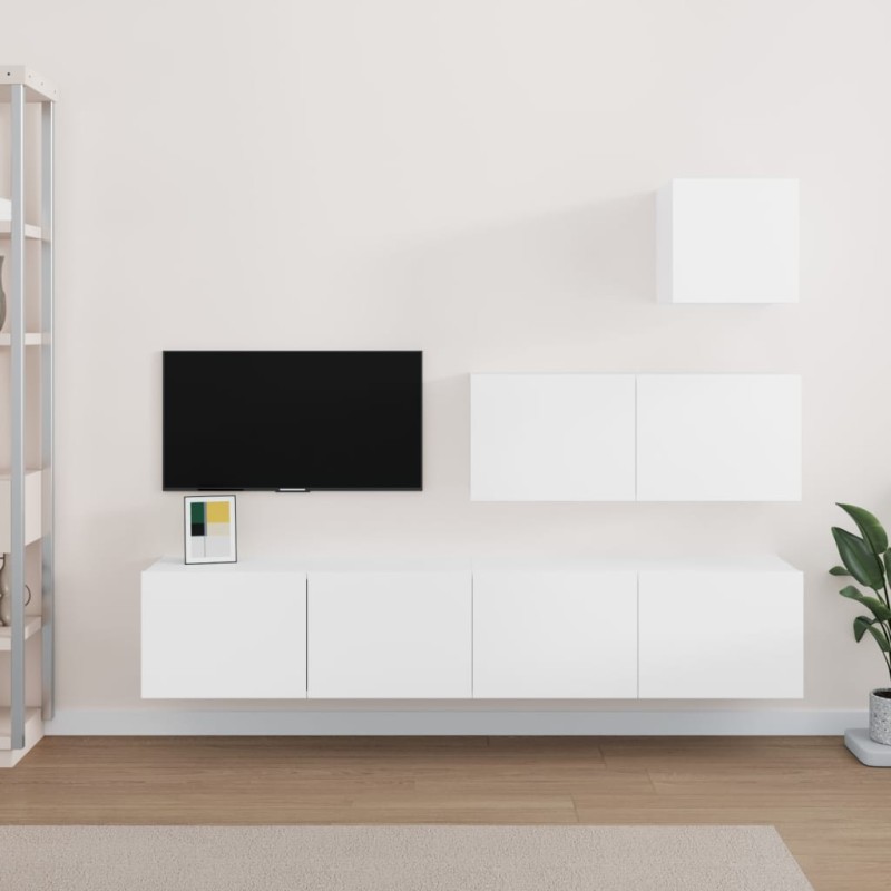 vidaXL Set di Mobili Porta TV 4 pz Bianco in Legno ingegnerizzato