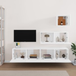 vidaXL Set di Mobili Porta TV 4 pz Bianco in Legno ingegnerizzato