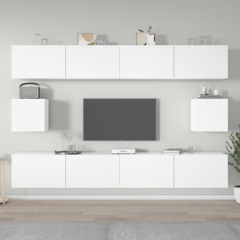 vidaXL Set di Mobili Porta TV 6 pz Bianco in Legno ingegnerizzato