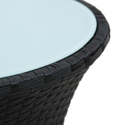 vidaXL Tavolino da Giardino a Forma di Tamburo Nero in Polyrattan