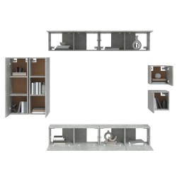 vidaXL Set Mobili Porta TV 8pz Grigio Cemento in Legno ingegnerizzato