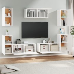 vidaXL Set di Mobili Porta TV 7 pz Bianco in Legno ingegnerizzato