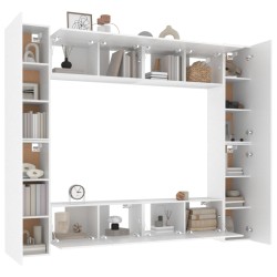 vidaXL Set Mobili Porta TV 8pz Bianco in Legno ingegnerizzato