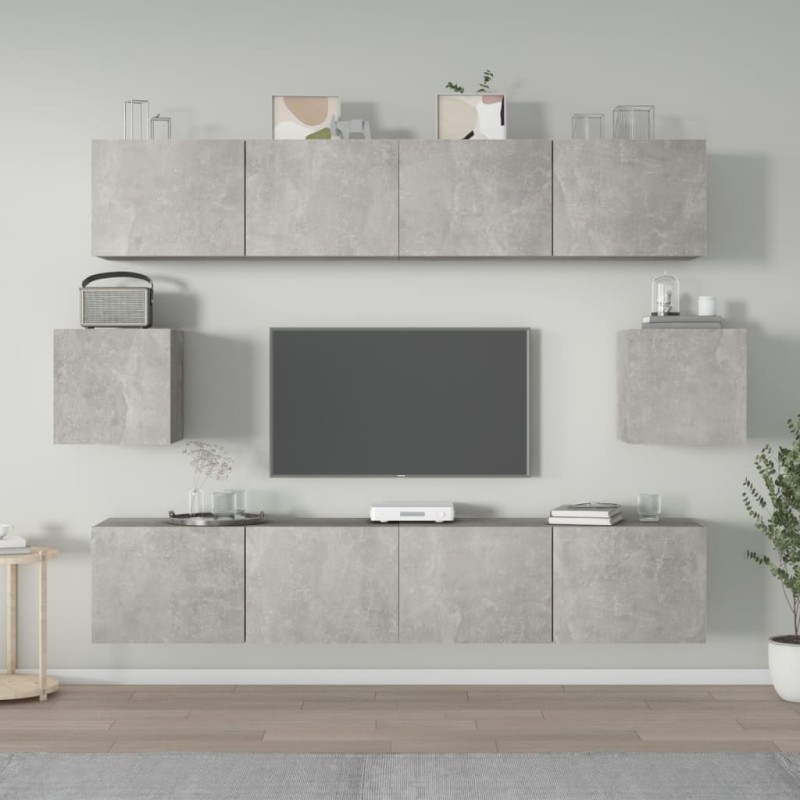 vidaXL Set di Mobili Porta TV 6 pz Grigio Cemento in Legno ingegnerizzato