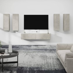 vidaXL Set di Mobili Porta TV 6 pz Grigio Cemento in Legno ingegnerizzato