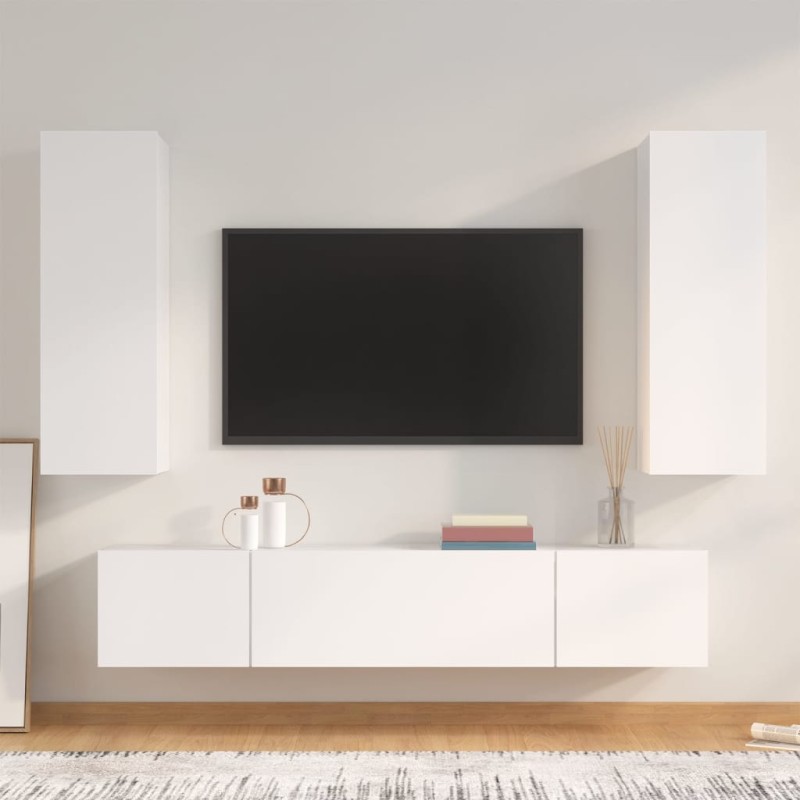 vidaXL Set di Mobili Porta TV 4 pz Bianco in Legno ingegnerizzato