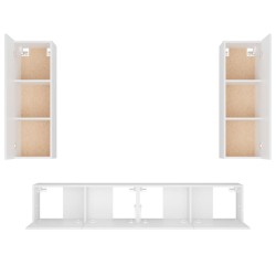 vidaXL Set di Mobili Porta TV 4 pz Bianco in Legno ingegnerizzato