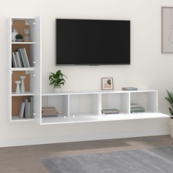 vidaXL Set di Mobili Porta TV 4 pz Bianco in Legno ingegnerizzato