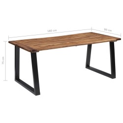 vidaXL Tavolo da Pranzo in Legno Massello di Acacia 180x90 cm