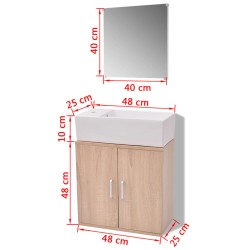 Mobili da Bagno e Lavandino Set 3 pz Beige