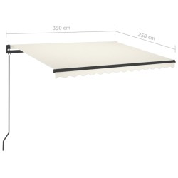 vidaXL Tenda da Sole Retrattile Manuale con LED 3,5x2,5 m Crema