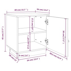 vidaXL Comodino Bianco 40x34x45 cm in Legno Massello di Pino