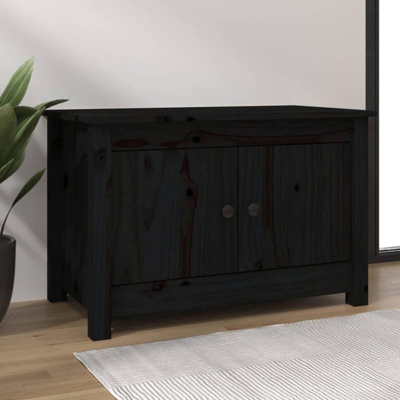 vidaXL Scarpiera Nera 70x38x45,5 cm in Legno Massello di Pino