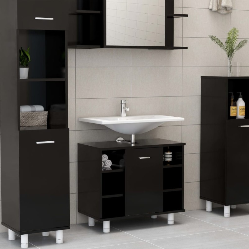 vidaXL Armadio da Bagno Nero 60x32x53,5 cm in Truciolato