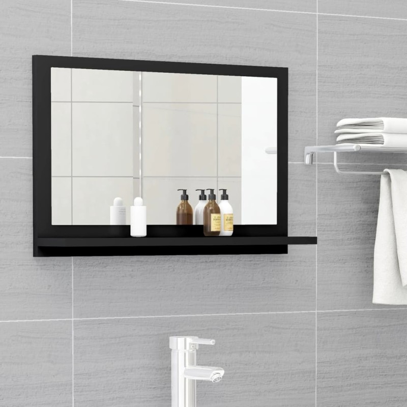 vidaXL Specchio da Bagno Nero 60x10,5x37 cm in Truciolato