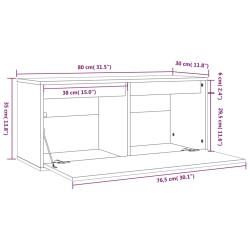 vidaXL Pensile 80x30x35 cm in Legno Massello di Pino