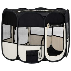 vidaXL Box per Cani Pieghevole con Borsa Trasporto Nero 90x90x58 cm