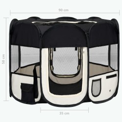 vidaXL Box per Cani Pieghevole con Borsa Trasporto Nero 90x90x58 cm