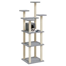 vidaXL Albero per Gatti con Tiragraffi in Sisal Grigio Chiaro 171 cm