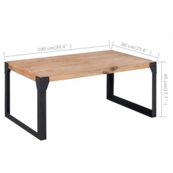 vidaXL Tavolino da Caffè in Legno Massello di Acacia 100x60x45 cm