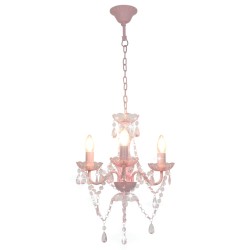 vidaXL Lampadario con Perline Rosa Tondo 3 E14