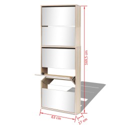 vidaXL Scarpiera a 5 Strati con Specchio Rovere 63x17x169,5 cm