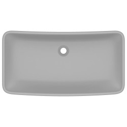 vidaXL Lavabo Lusso Rettangolare Grigio Chiaro Opaco 71x38 cm Ceramica