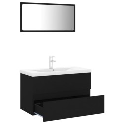 vidaXL Set Mobili da Bagno Nero in Truciolato