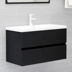 vidaXL Set Mobili da Bagno Nero in Truciolato