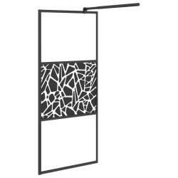 vidaXL Parete Doccia Walk in 80x195cm Vetro ESG con Design Pietre Nero