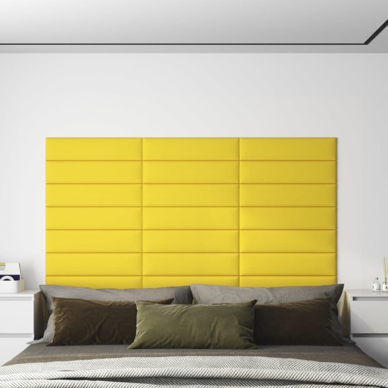    Pannelli Murali 12 pz Giallo Scuro 60x15 cm Tessuto 1,08 m²