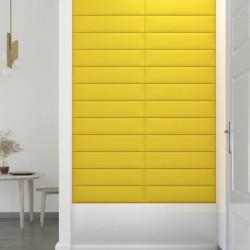    Pannelli Murali 12 pz Giallo Scuro 60x15 cm Tessuto 1,08 m²