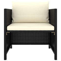 vidaXL Poltrona da Giardino con Cuscini in Polyrattan Nero