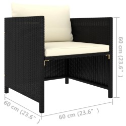 vidaXL Poltrona da Giardino con Cuscini in Polyrattan Nero