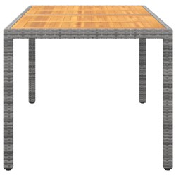 Tavolo Giardino 150x90x75cm Massello Acacia e Polyrattan Grigio