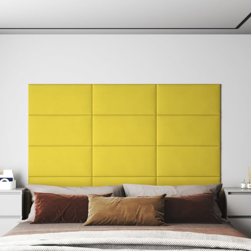    Pannelli Murali 12 pz Giallo Scuro 60x30 cm Tessuto 2,16 m²