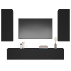 vidaXL Set Mobili Porta TV 4 pz Nero in Legno ingegnerizzato